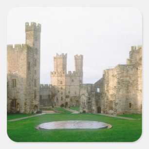 Wales, Caernarfon castle, one of Edward's 2 Square Sticker