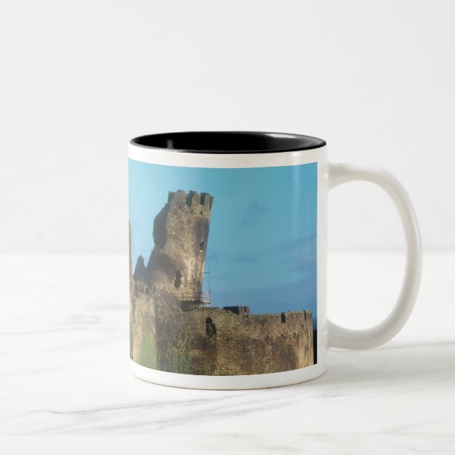 Wales - Caerphilly castle, with a view of the Two-Tone Coffee Mug (Right)