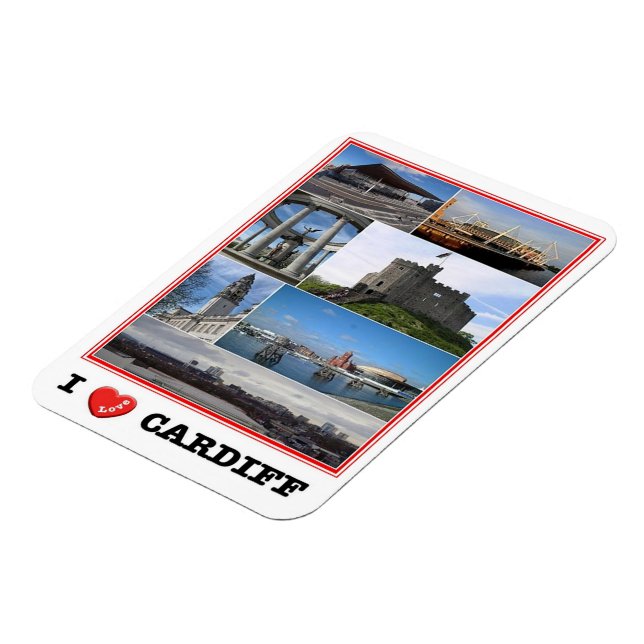 Wales - Cardiff - I Love - Magnet (Left Side)