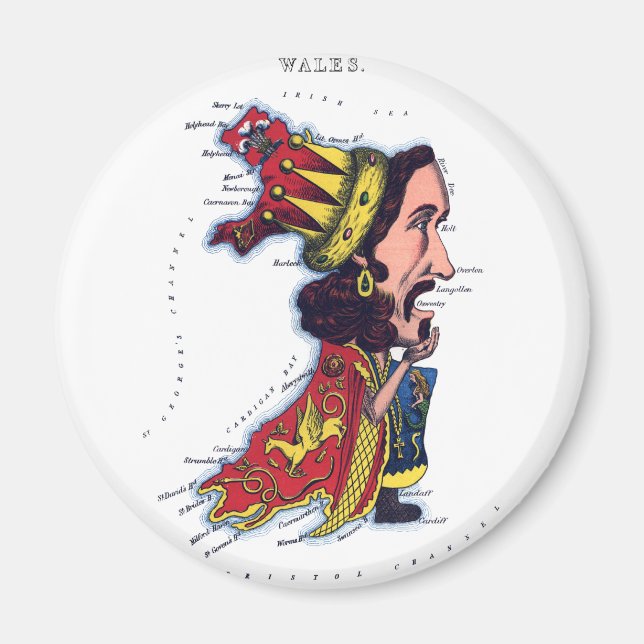 Wales Caricature Map Magnet (Front)
