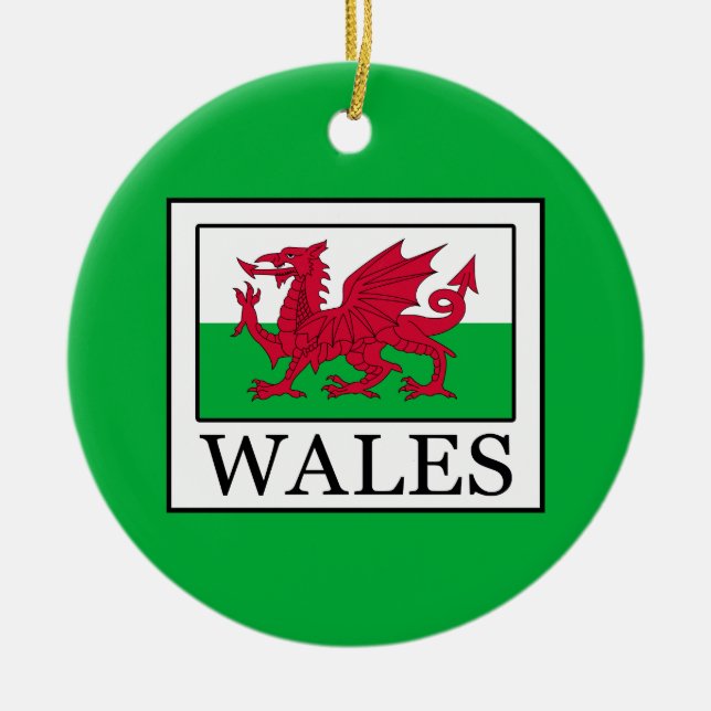 Wales Ceramic Tree Decoration (Front)