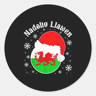 Wales Christmas Welsh Christmas Greeting Nadolig L Classic Round Sticker