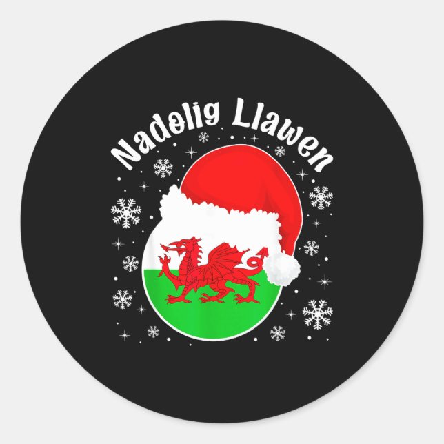 Wales Christmas Welsh Christmas Greeting Nadolig L Classic Round Sticker (Front)