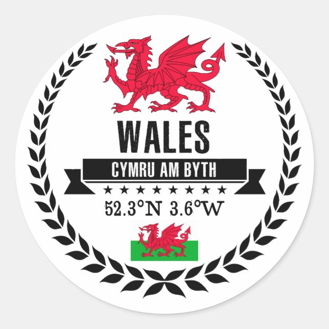 Wales Classic Round Sticker (Front)