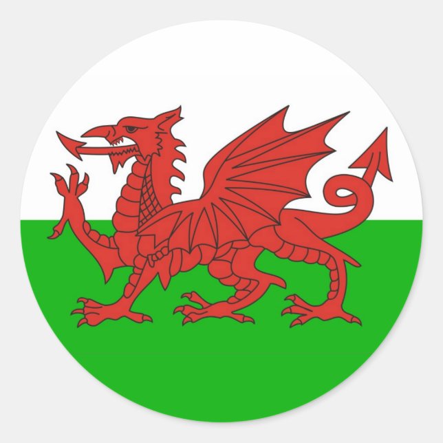 wales country dragon flag welsh british classic round sticker (Front)