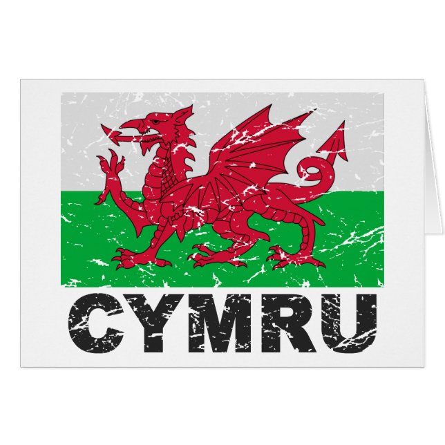 Wales CYMRU Vintage Flag (Front Horizontal)