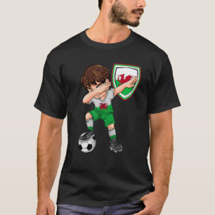 Wales Dabbing Soccer Boy Welsh Flag Football T-Shirt