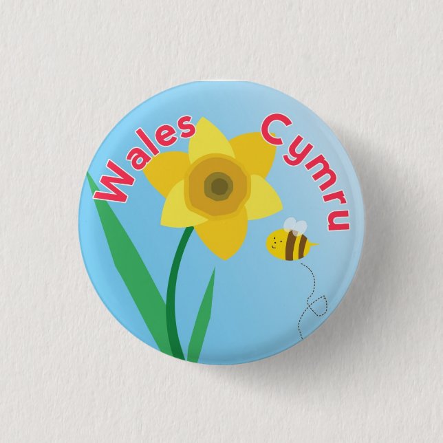 Wales Daffodil Button Pin Badge (Front)