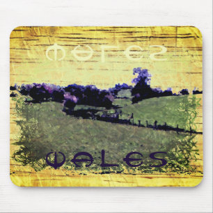 Wales Doodle Art in green yellow and purple Mouse Mat
