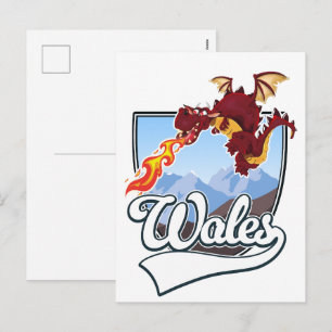Wales Dragon logo  Holiday Postcard