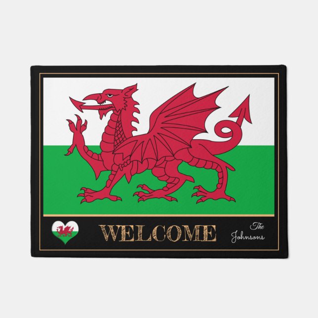 Wales Emblem, Welsh Flag mats Cymru /sport Welcome (Front)
