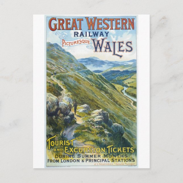Wales England Railway Vintage Travel Postcard (Front)