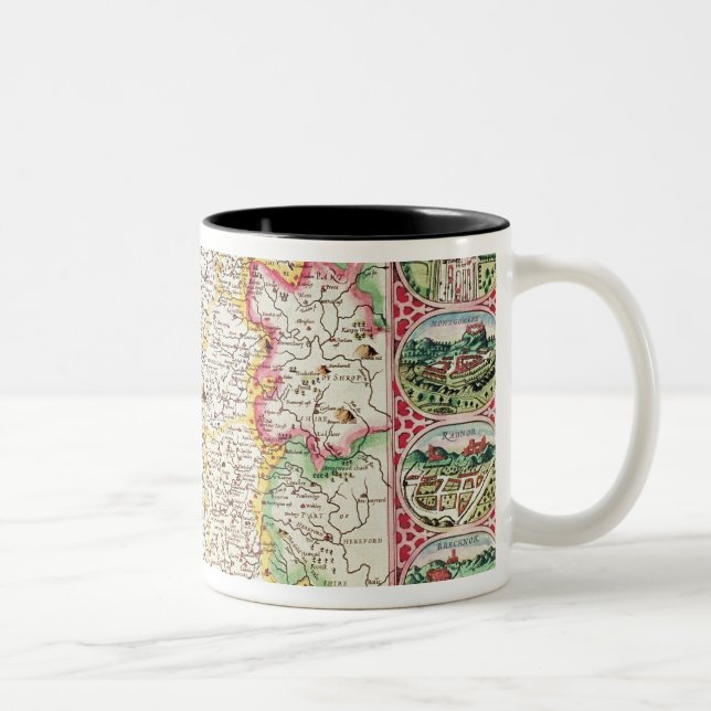 Wales, engraved by Jodocus Hondius Two-Tone Coffee Mug (Right)