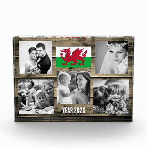 Wales family photo block, Welsh flag, Cymru wood