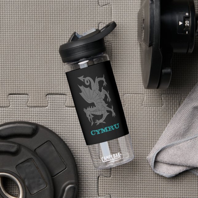 Wales Fitness & Dragon, Welsh coat of arms / flag Water Bottle (Gym)