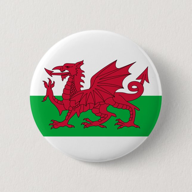 wales flag 6 cm round badge (Front)