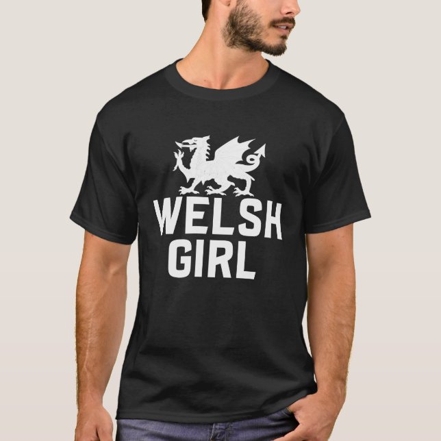 Wales Flag Cute Home Country Welsh Girl T-Shirt (Front)