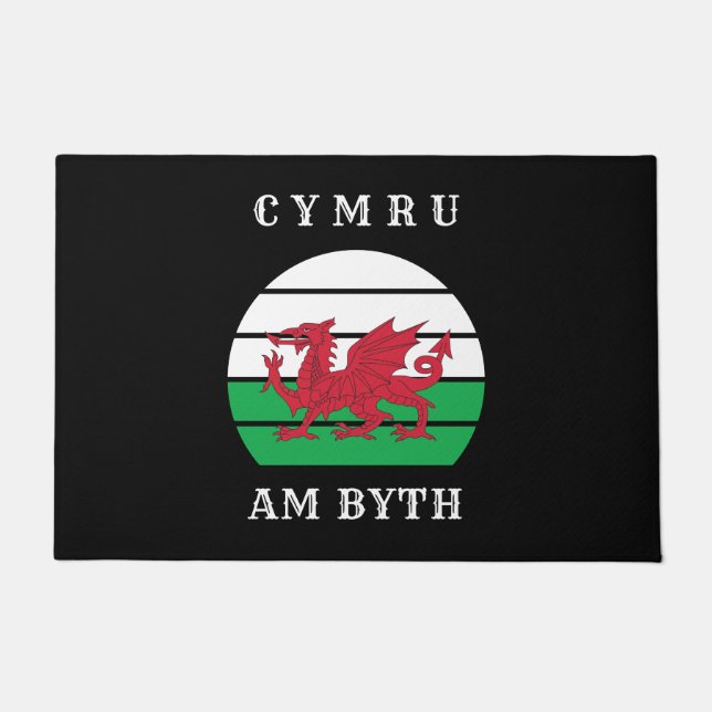 Wales Flag Cymru Am Byth Proud To Be Welsh Doormat (Front)