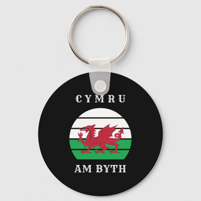 Wales Flag Cymru Am Byth Proud To Be Welsh Key Ring (Front)