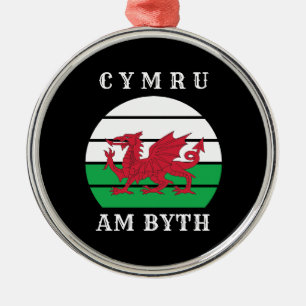 Wales Flag Cymru Am Byth Proud To Be Welsh Metal Tree Decoration