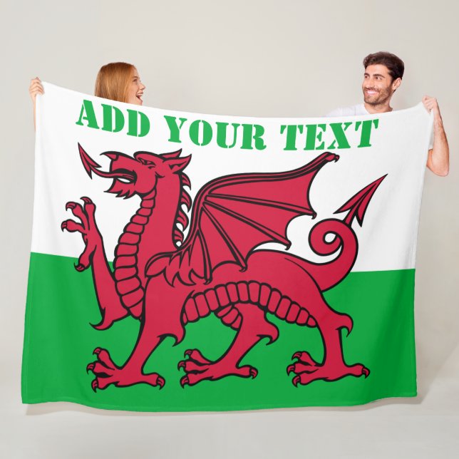Wales flag Dragon England British Red Cardiff  Fleece Blanket (In Situ)