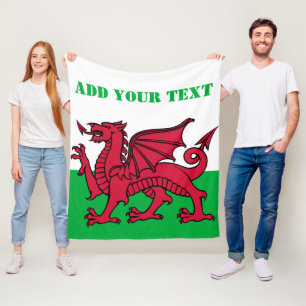 Wales flag Dragon England British Red Cardiff Fleece Blanket
