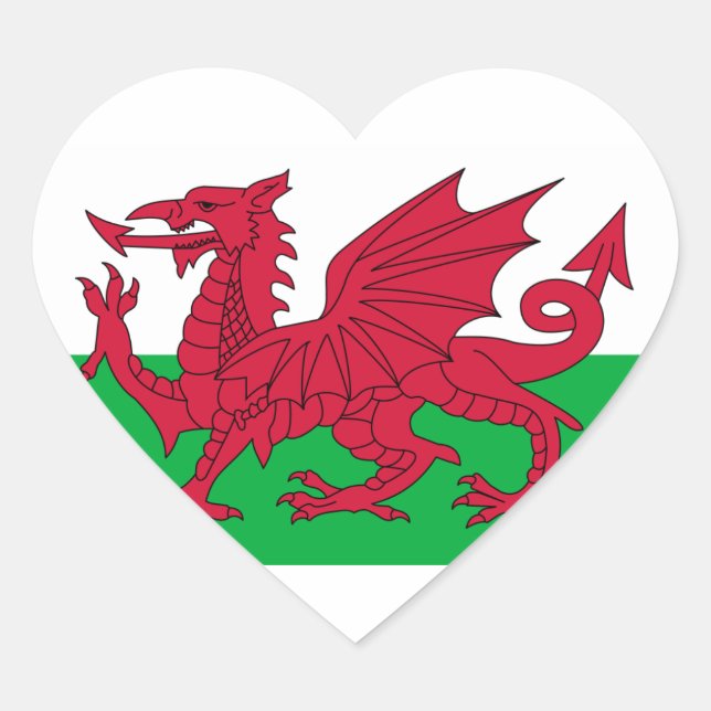 wales flag heart sticker (Front)