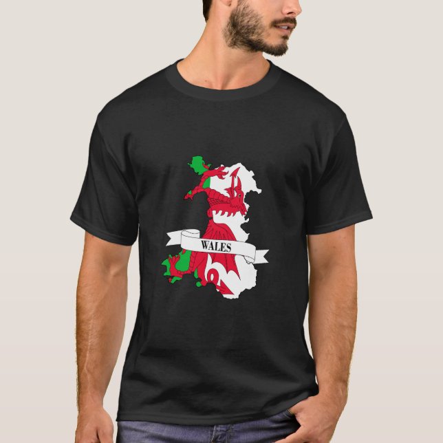 wales flag map T-Shirt (Front)