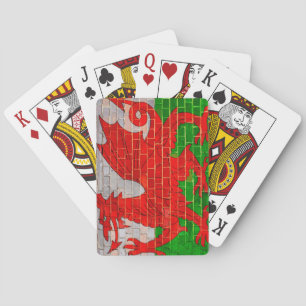 Wales flag on a brick wall playing cards