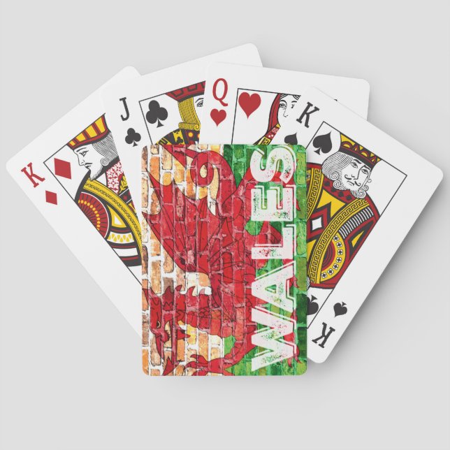 Wales Flag on Brick Playing Cards (Back)