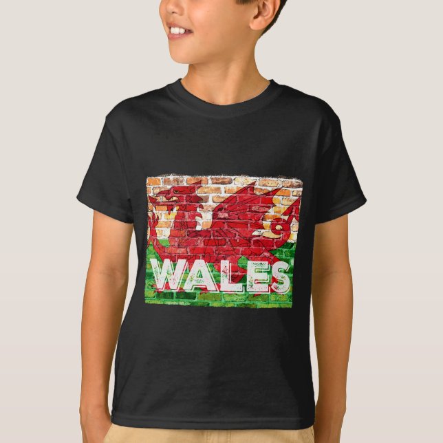 Wales Flag on Brick T-Shirt (Front)
