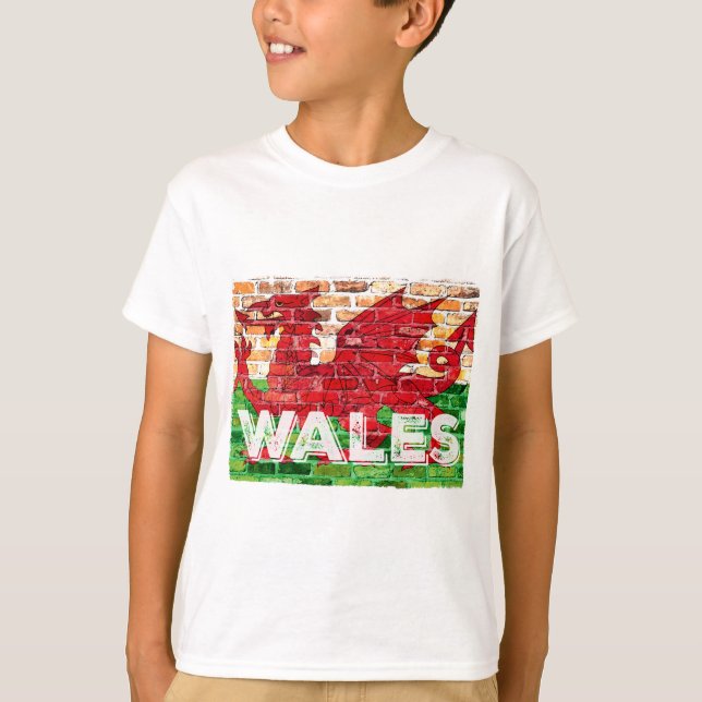Wales Flag on Brick T-Shirt (Front)