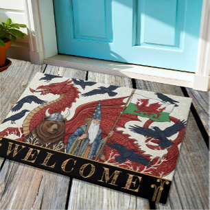 Wales, flag, Red Dragon, Merlin, Ravens / Art Doormat