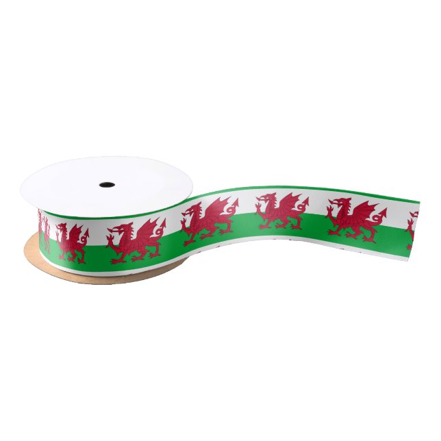 Wales flag Ribbon Satin Ribbon (Spool)