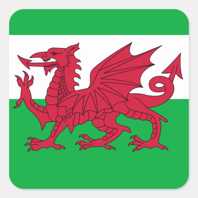 wales flag square sticker (Front)