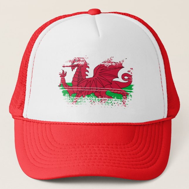 Wales flag  trucker hat (Front)
