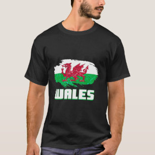 Wales Flag Welsh Dragon Baner Y Ddraig Goch Cardif T-Shirt