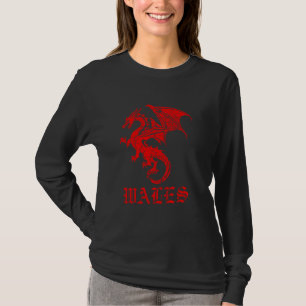 Wales flag Welsh dragon pride red Wales rugby foot T-Shirt