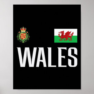 Wales Flag Welsh Footbyll Soccer Fan Men Women Kid Poster
