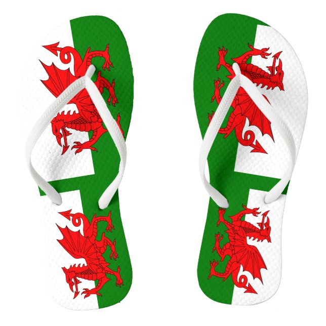  Wales flag Welsh red dragon Flip Flops (Footbed)