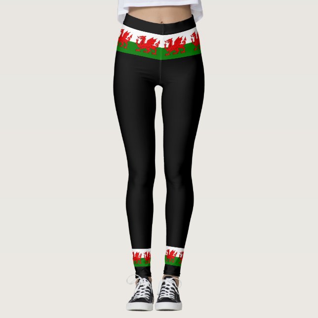  Wales flag Welsh red dragon Leggings (Front)