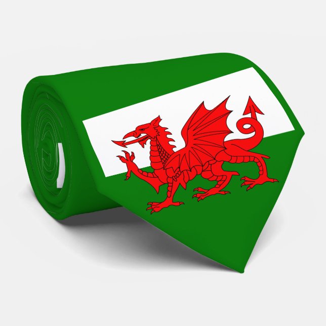  Wales flag Welsh red dragon Tie (Rolled)
