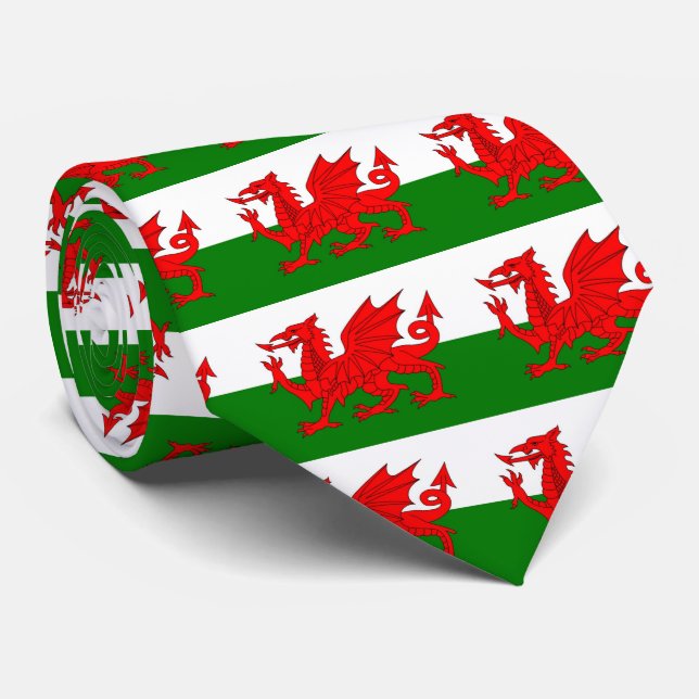  Wales flag Welsh red dragon Tie (Rolled)