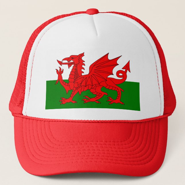  Wales flag Welsh red dragon Trucker Hat (Front)