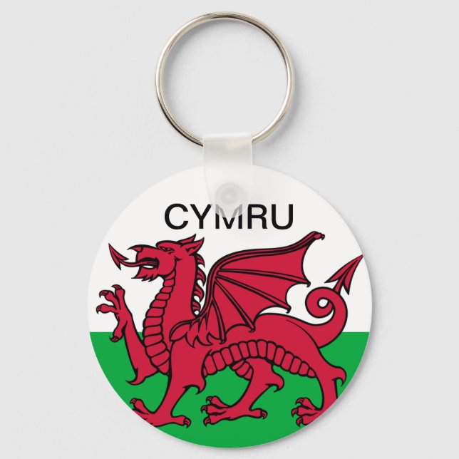 Wales Flag World Cup 2022 Red dragon Cymru Key Ring (Front)