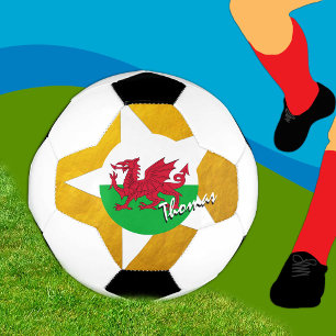 Wales Football & Gold Welsh Flag / Cymru