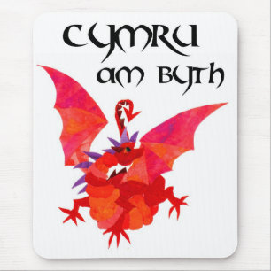 'Wales Forever!' Mousepad: Red Dragon Mouse Mat
