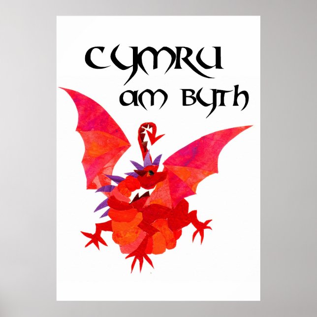 'Wales Forever!' Red Dragon Poster (Front)