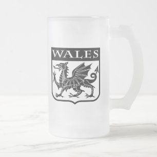 Wales Frosted Glass Beer Mug