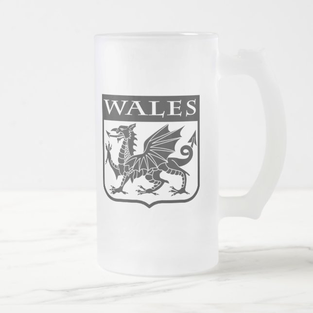 Wales Frosted Glass Beer Mug (Right)